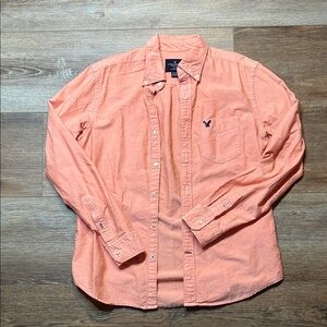 American Eagle Outfitters Coral Button-Down Shirt